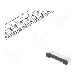 5 pcs x CONNFLY - DS1020-09-16VBT1A-R - Connector: FFC/FPC, horizontal, PIN: 16, ZIF, SMT, 500mA, tinned