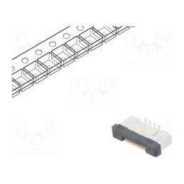 5 pcs x CONNFLY - DS1020-08-8VBT11-R - Connector: FFC/FPC, horizontal, PIN: 8, ZIF, SMT, 500mA, tinned, 30mΩ