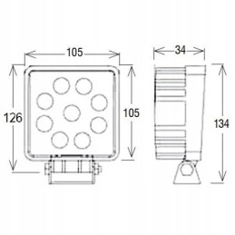 Work lamp 9 LED square 9 32v 2200lm halogen