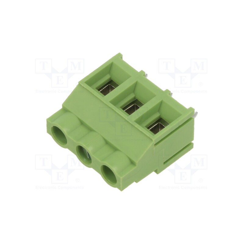 5 pcs x XINYA - XY636-3P 7.62MM GREEN - PCB terminal block, angled 90°, 7.62mm, ways: 3, on PCBs, terminal