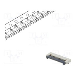 5 pcs x CONNFLY - DS1020-12-16VBT1A-R - Connector: FFC/FPC, horizontal, PIN: 16, ZIF, SMT, 500mA, tinned