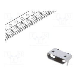 5 pcs x Global Connector Technology (GCT) - USB3076-30-A - Socket, USB B micro, SMT, PIN: 5, horizontal, USB 2.0, 1.8A