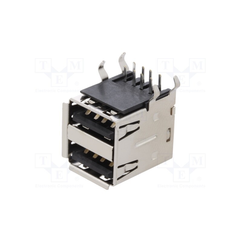 5 pcs x Global Connector Technology (GCT) - USB1035-GF-P-0-B-B - Socket, USB A, THT, PIN: 2x4, angled 90°, double, USB 2.0, 1.8A