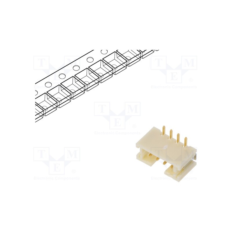 5 pcs x JST - B4B-PH-SM4-GW-TB (LF)(SN) - Socket, wire-board, male, PH, 2mm, PIN: 4, SMT, 100V, 2A, gold-plated