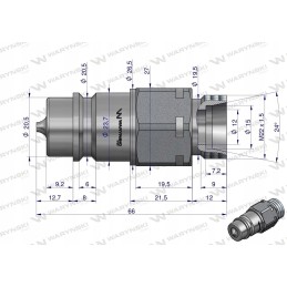 Hydraulic quick connector plug M22x1 5 euros