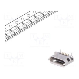 5 pcs x Amphenol Communications Solutions - 10103594-0001LF - Socket, USB B micro, on PCBs, SMT,THT, PIN: 5, horizontal, USB 2.0