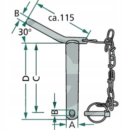 Top connector pin 191mm fi 25mm cat 2
