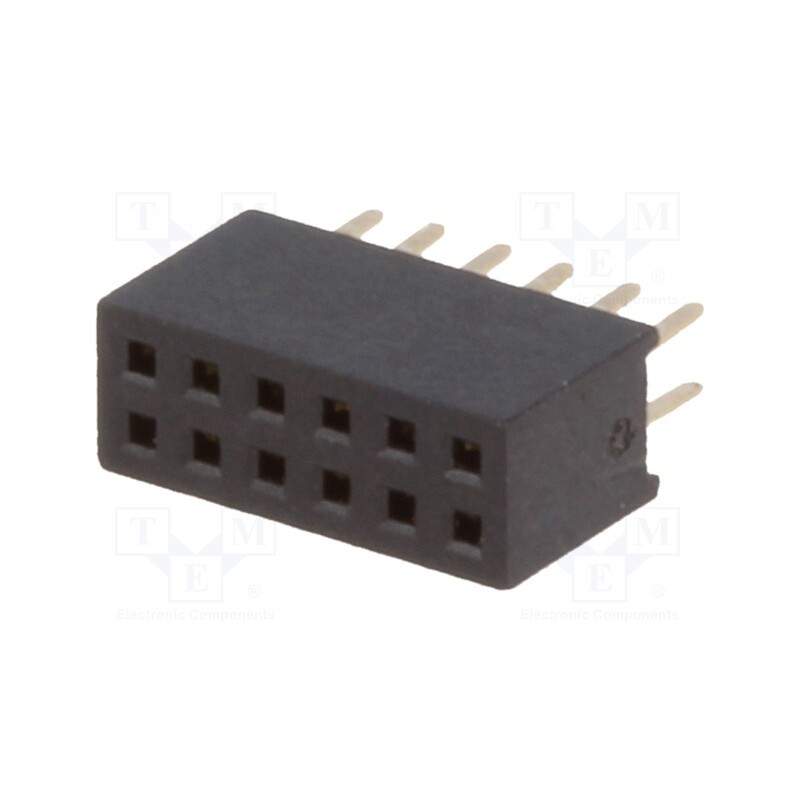 5 pcs x CONNFLY - DS1065-03-2*6S8BV - Socket, pin strips, female, PIN: 12, straight, 1.27mm, THT, 2x6, 1A