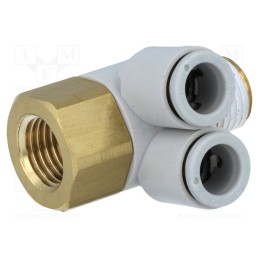 1 pcs x SMC-KQ2ZF08-02AS - Push-in fitting, threaded,angled 90°, -1÷10bar, Thread: R 1/4'