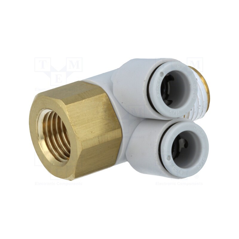 1 pcs x SMC-KQ2ZF08-02AS - Push-in fitting, threaded,angled 90°, -1÷10bar, Thread: R 1/4'