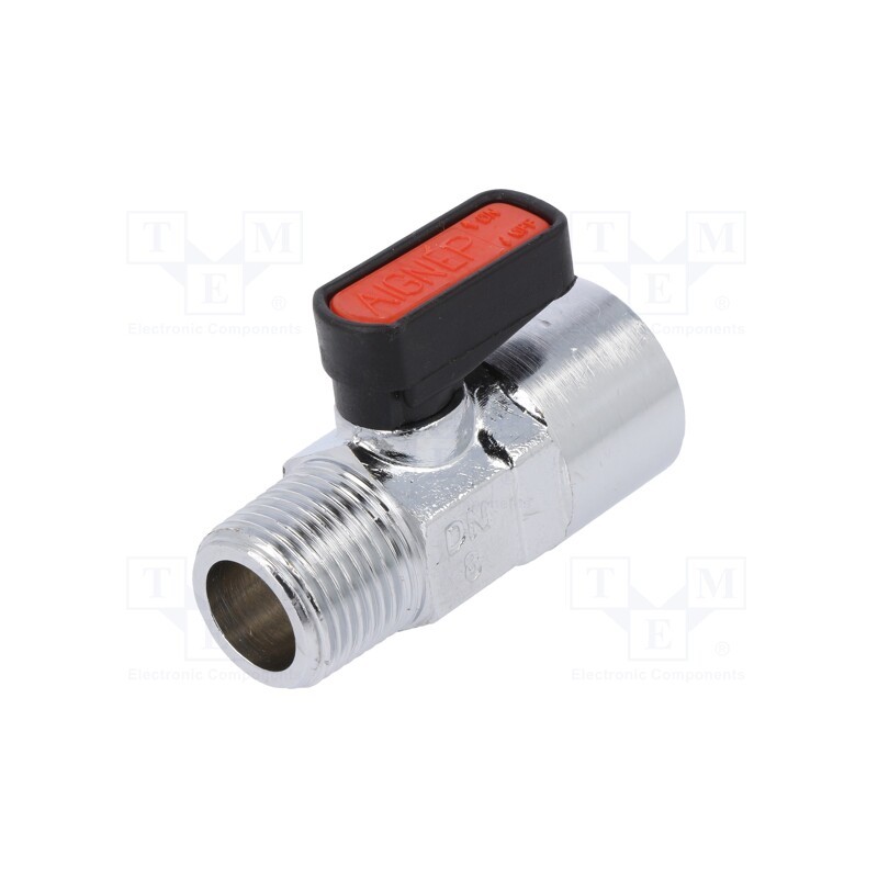 1 pcs x PNEUMAT-6310 3/8-3/8 - Mechanical ball valve, max.20bar, nickel plated brass, -20÷80°C