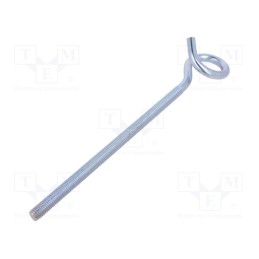 1 pcs x DROMET - HOH12300 - Hook, ring, steel, zinc, Thread len: 220mm, Overall len: 300mm