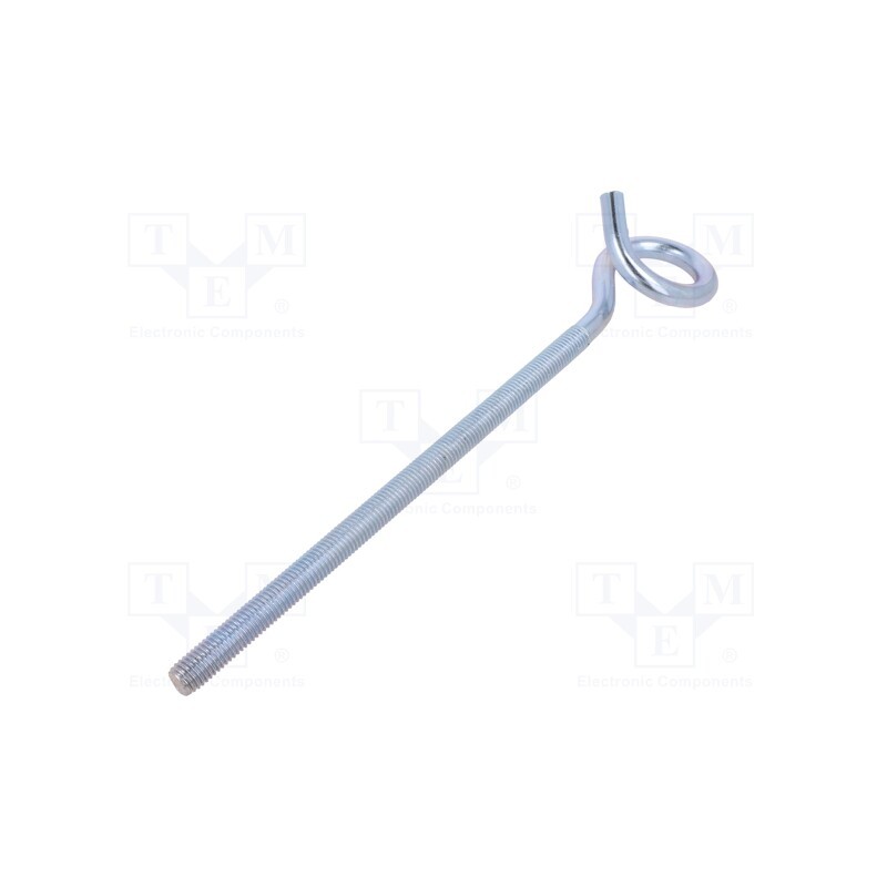 1 pcs x DROMET - HOH12300 - Hook, ring, steel, zinc, Thread len: 220mm, Overall len: 300mm