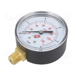 1 pcs x PNEUMAT-M63R.PL010G14 - Manometer, 0÷10bar, non-aggressive liquids,inert gases, 63mm
