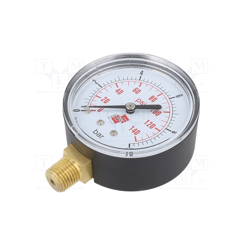 1 pcs x PNEUMAT-M63R.PL010G14 - Manometer, 0÷10bar, non-aggressive liquids,inert gases, 63mm