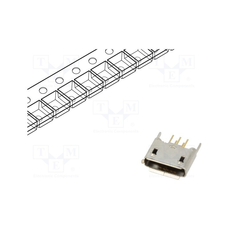 5 pcs x Global Connector Technology (GCT) - USB3106-30-0230-A - Socket, USB AB micro, THT, PIN: 5, straight, USB 2.0, 1.8A