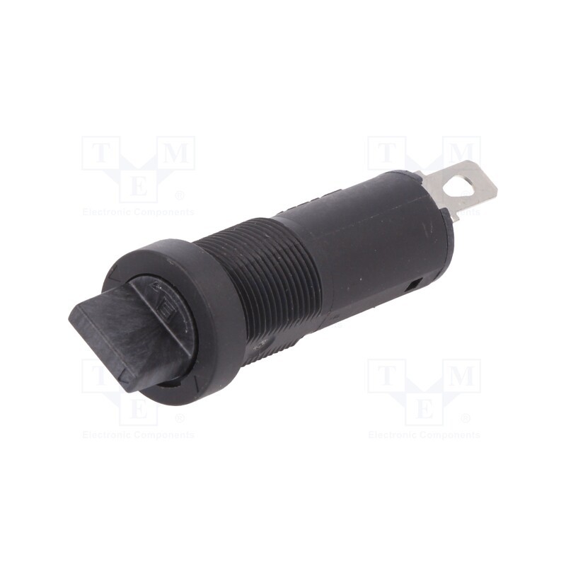 1 pcs x SCHURTER - 31.3911 - Fuse holder, cylindrical fuses, 5x20mm, 10A, on panel, black, FBS1