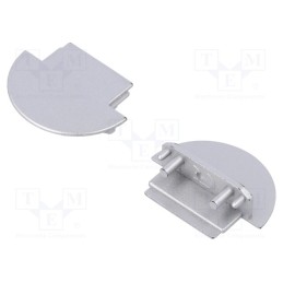 1 set x TOPMET - A3110040 -AS - Cap for LED profiles, silver, 2pcs, ABS, with hole, GROOVE14