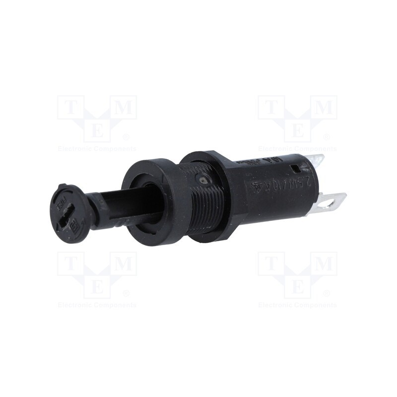 1 pcs x SCHURTER - 31.3901 - Fuse holder, cylindrical fuses, 5x20mm, 10A, on panel, black, FBS1