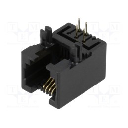 5 pcs x NINIGI - RJ11GK - Socket, RJ11, PIN: 4, low profile, gold-plated, Layout: 6p4c, THT