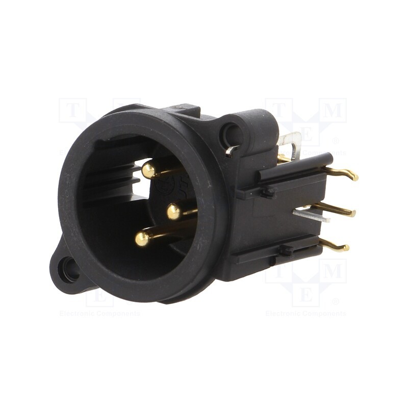 5 pcs x NEUTRIK - NC3MAH - Socket, XLR, male, PIN: 3, angled 90°, THT, black, 6A, 19.8x19.8mm