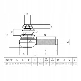 Left steering rod end for Kubota L1500