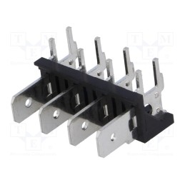 3 pcs x XINYA - XY256R-A(7.62)-4PIN - Terminal: spade terminal strip, 6.3mm, THT, 250V, angled 90°, 12A