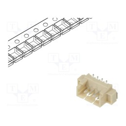 3 pcs x ADAM TECH - 125SH-B-04-TS-SMT-T/R - Socket, wire-board, male, 1.25mm, PIN: 4, SMT, 250V, 1A, tinned