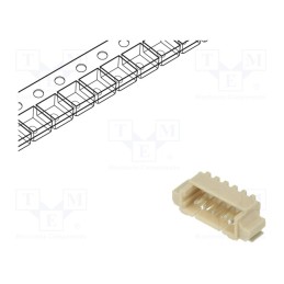 3 pcs x ADAM TECH - 125SH-B-05-TR-SMT-T/R - Socket, wire-board, male, 1.25mm, PIN: 5, SMT, 125V, 1A, tinned