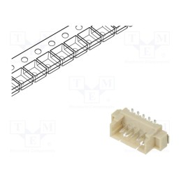3 pcs x ADAM TECH - 125SH-B-05-TS-SMT-T/R - Socket, wire-board, male, 1.25mm, PIN: 5, SMT, 250V, 1A, tinned