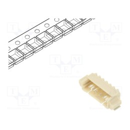 3 pcs x ADAM TECH - 125SH-B-06-TR-SMT-T/R - Socket, wire-board, male, 1.25mm, PIN: 6, SMT, 125V, 1A, tinned
