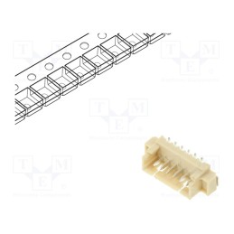 3 pcs x ADAM TECH - 125SH-B-06-TS-SMT-T/R - Socket, wire-board, male, 1.25mm, PIN: 6, SMT, 250V, 1A, tinned