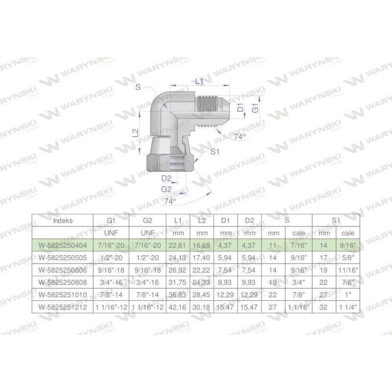 Hydraulic elbow inch ab 7 16 unf jic