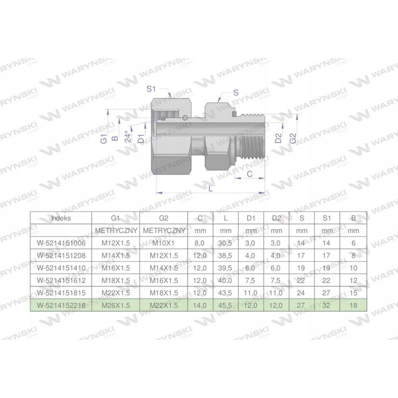 Metric hydraulic connection ab evge m26x1