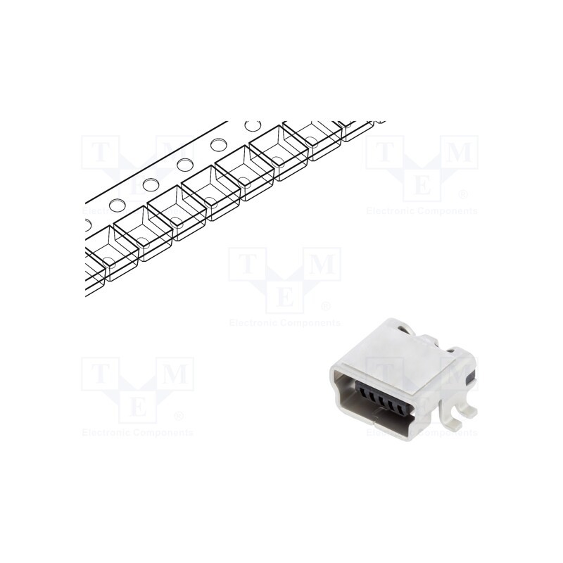 3 pcs x HIROSE - UX60SC-MB-5ST(80) - Socket, USB B mini, UX, on PCBs, SMT, PIN: 5, horizontal, USB 2.0
