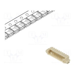 3 pcs x ADAM TECH - 125SH-B-09-TR-SMT-T/R - Socket, wire-board, male, 1.25mm, PIN: 9, SMT, 125V, 1A, tinned