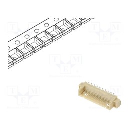 3 pcs x ADAM TECH - 125SH-B-10-TS-SMT-T/R - Socket, wire-board, male, 1.25mm, PIN: 10, SMT, 250V, 1A, tinned