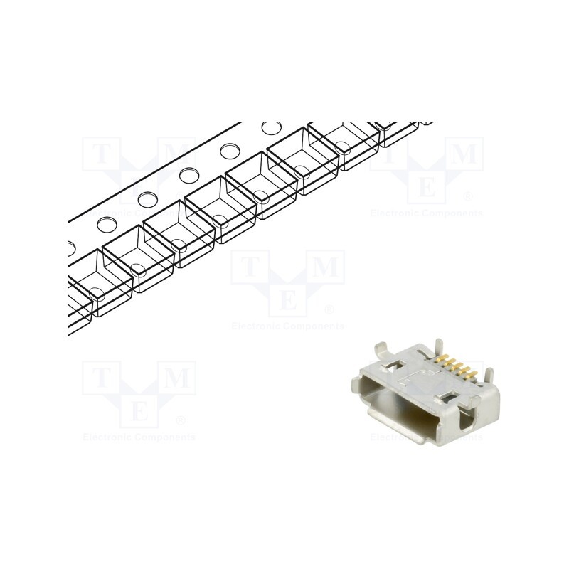 3 pcs x MOLEX - 475901001 - Socket, USB AB micro, on PCBs, SMT, PIN: 5, horizontal, reel