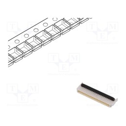 3 pcs x MOLEX - 5034802000 - Connector: FFC/FPC, horizontal, PIN: 20, SMT, FBH1, 50V, 500mA, 0.5mm