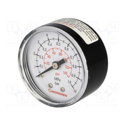 1 pcs x NORGREN HERION-18-015-013 - Manometer, 0÷10bar, Mat: plastic, Thread: BSP 1/8', outside, 50mm