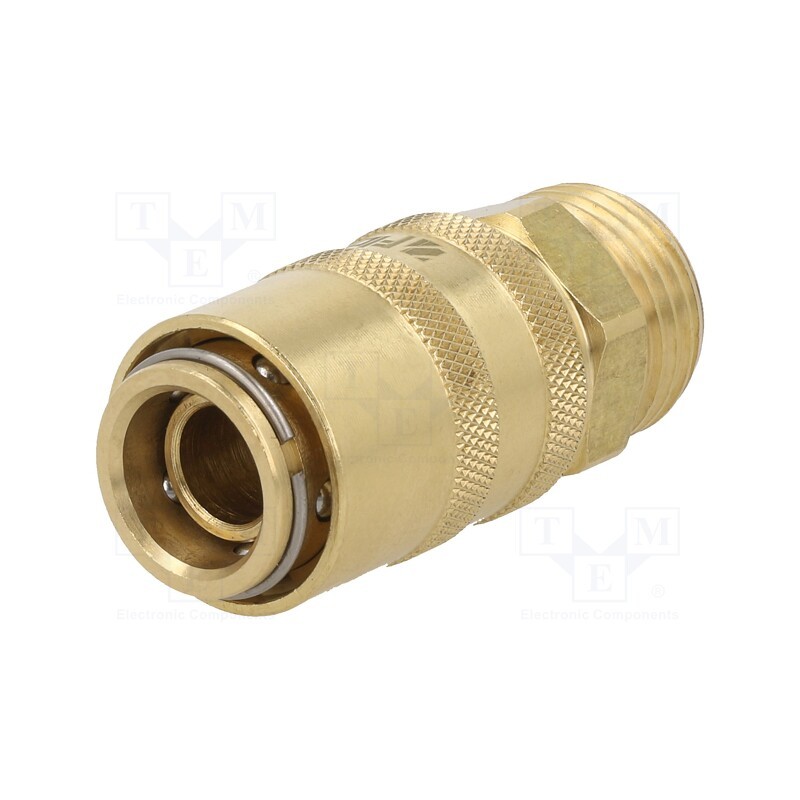 1 pcs x PNEUMAT-S09H GZ12 - Quick connection coupling, straight, max.15bar, brass, Seal: FPM