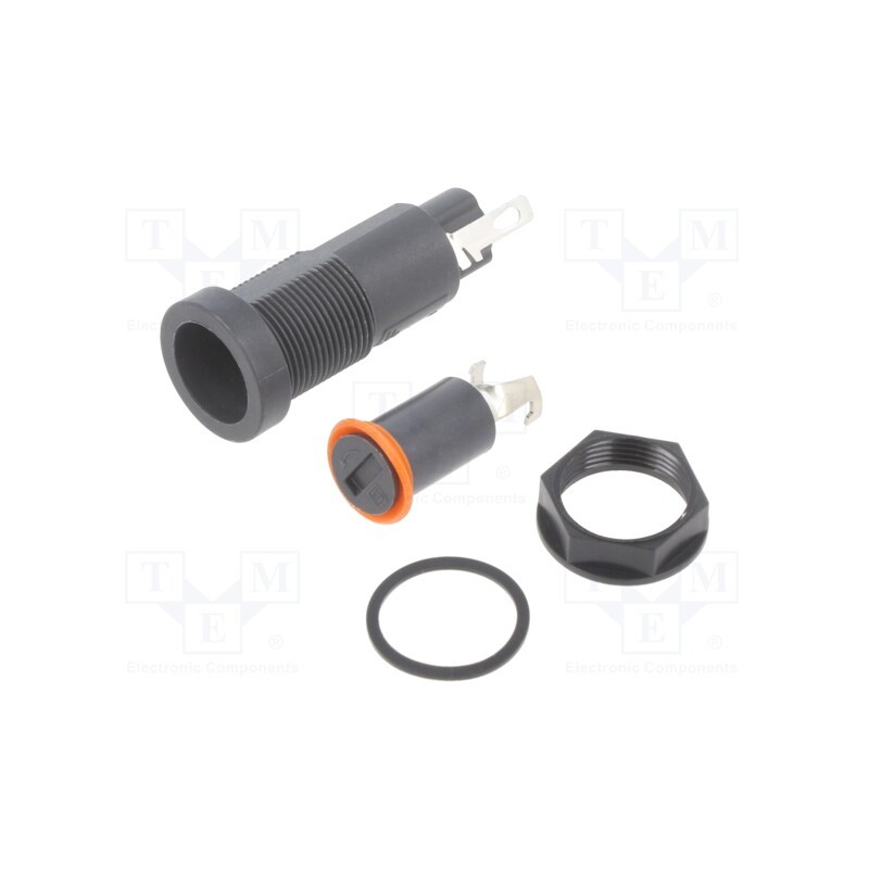 1 pcs x SCHURTER - 31.1185 - Fuse holder, cylindrical fuses, 5x20mm, 10A, on panel, black, FEF