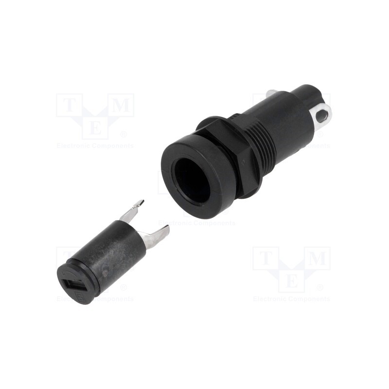 1 pcs x SCHURTER - 31.1081 - Fuse holder, cylindrical fuses, 5x20mm, 10A, on panel, black, FEF