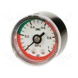 1 pcs x SMC-G46-10-02-LN - Manometer, 0÷10bar, Mat: steel, Thread: R 1/4', outside, 42.5mm