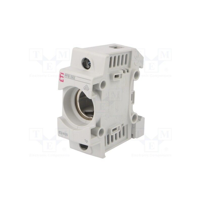 1 pcs x ETI POLAM - 2510021 - Fuse base, D02, for DIN rail mounting, 63A, 400VAC, Poles: 1