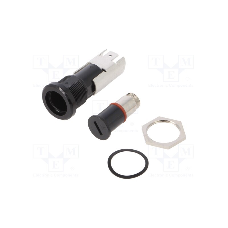 1 pcs x SCHURTER - 31.2205 - Fuse holder, cylindrical fuses, 5x20mm, 16A, on panel, black, FIZ