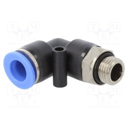1 pcs x PNEUMAT-125.014-10 - Push-in fitting, angled, -0.95÷15bar, PBT, Thread: G 1/4', 0÷60°C