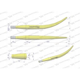 Loader hook, curved, closing l 480 mm gripper