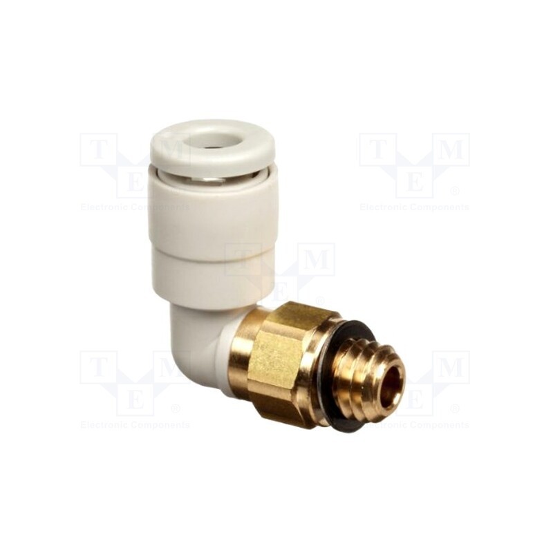 1 pcs x SMC-KQ2L06-M6A - Push-in fitting, threaded,angled 90°, -1÷10bar, Thread: M6