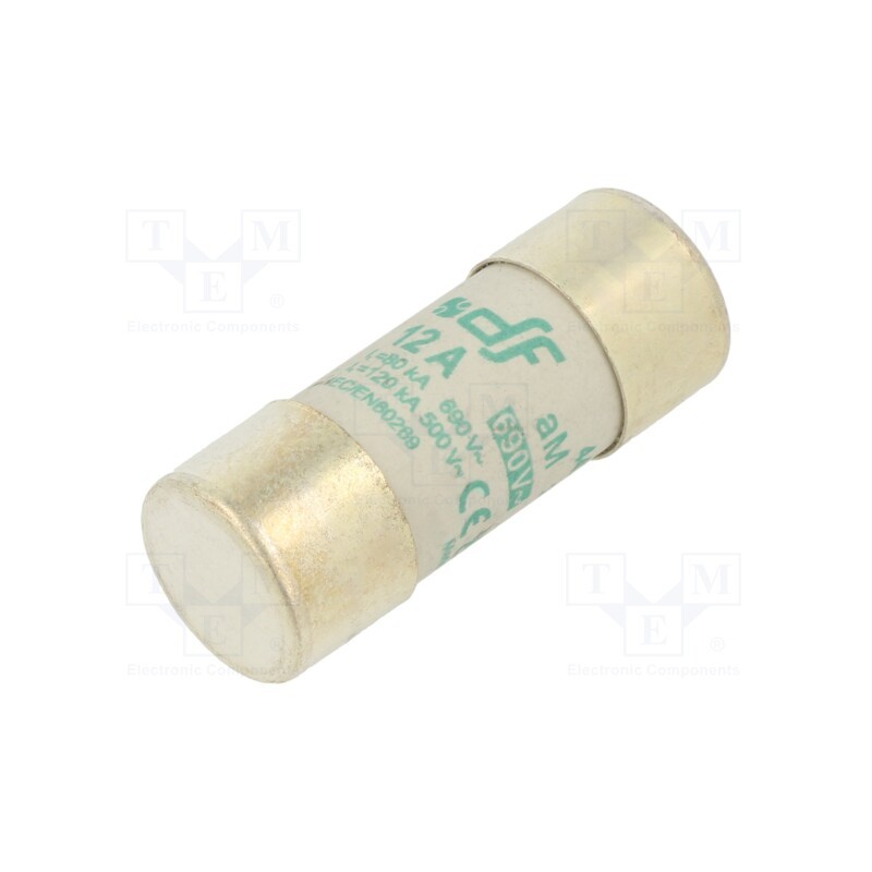 1 pcs x DF ELECTRIC - 442212 - Fuse: fuse, aM, 12A, 690VAC, ceramic,cylindrical,industrial